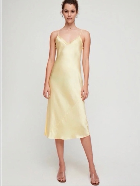 Wilfred Dresses & Skirts - Wilfred Aritzia Wera Satin Midi Dress in Pink